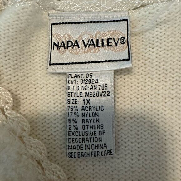 Vintage Napa Valley Womens Sweater Large White Beaded Mock Neck Grannycore 80s - Picture 9 of 9